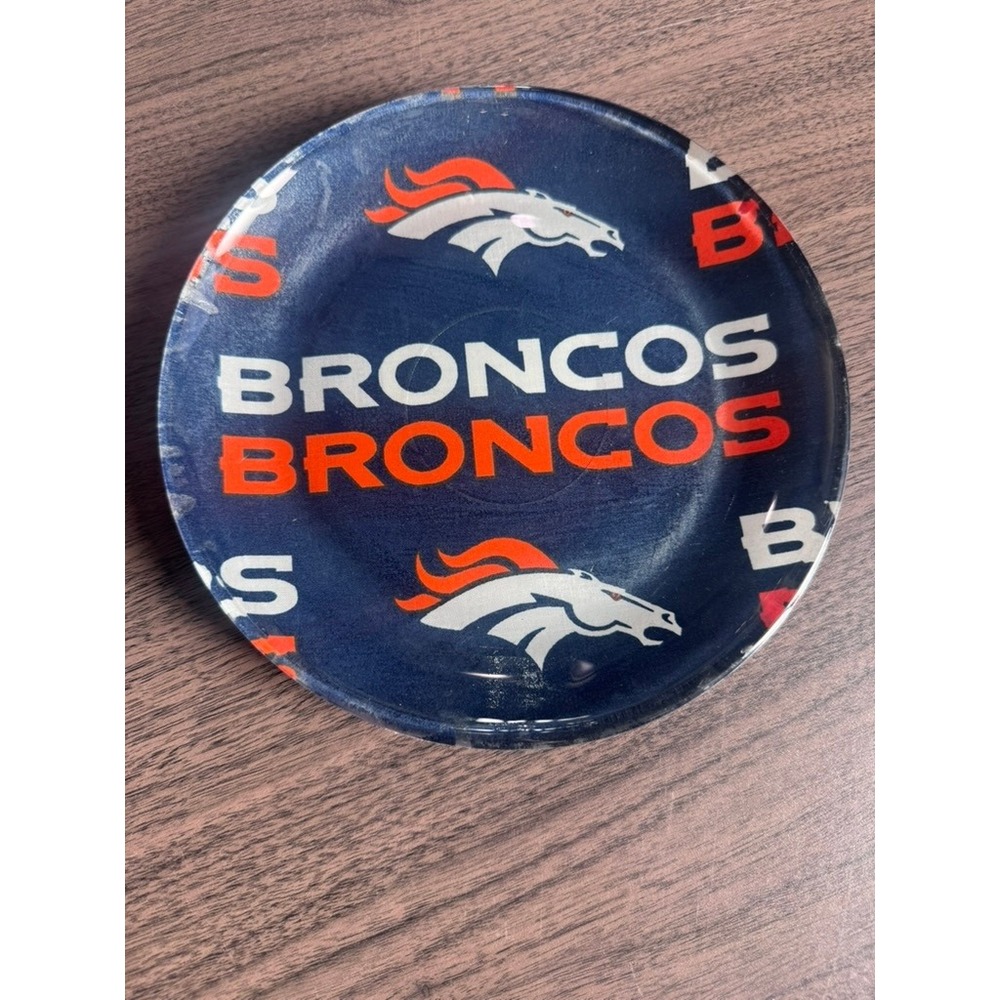 Denver‎ Broncos Decoupage Food Safe Plate Handmade NFL Fan Decor EUC
